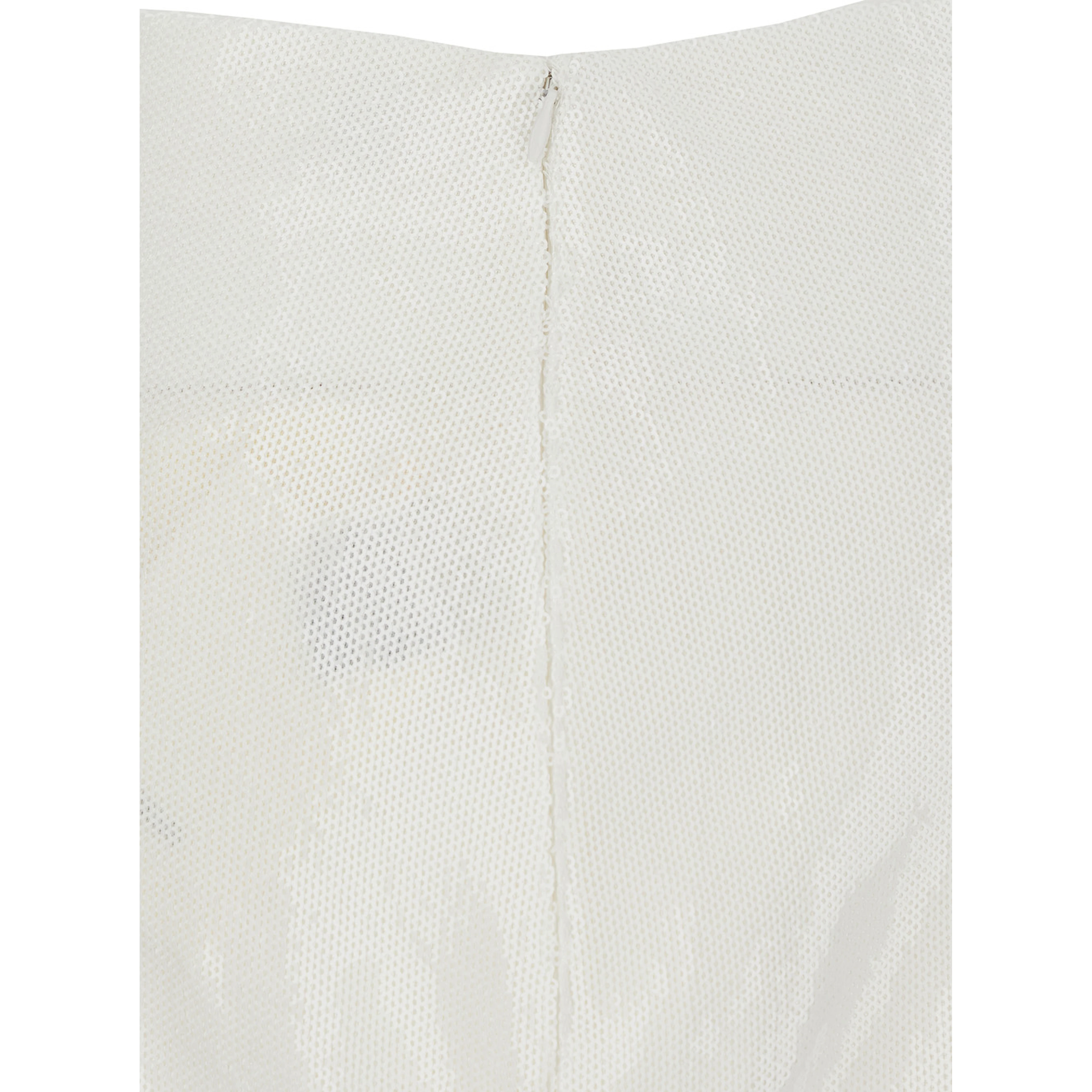 White Skirt with hidden zip closure and sequins in tech fabric for women