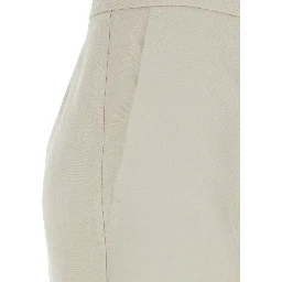 Beige High-Waisted Linen Pants for Women
