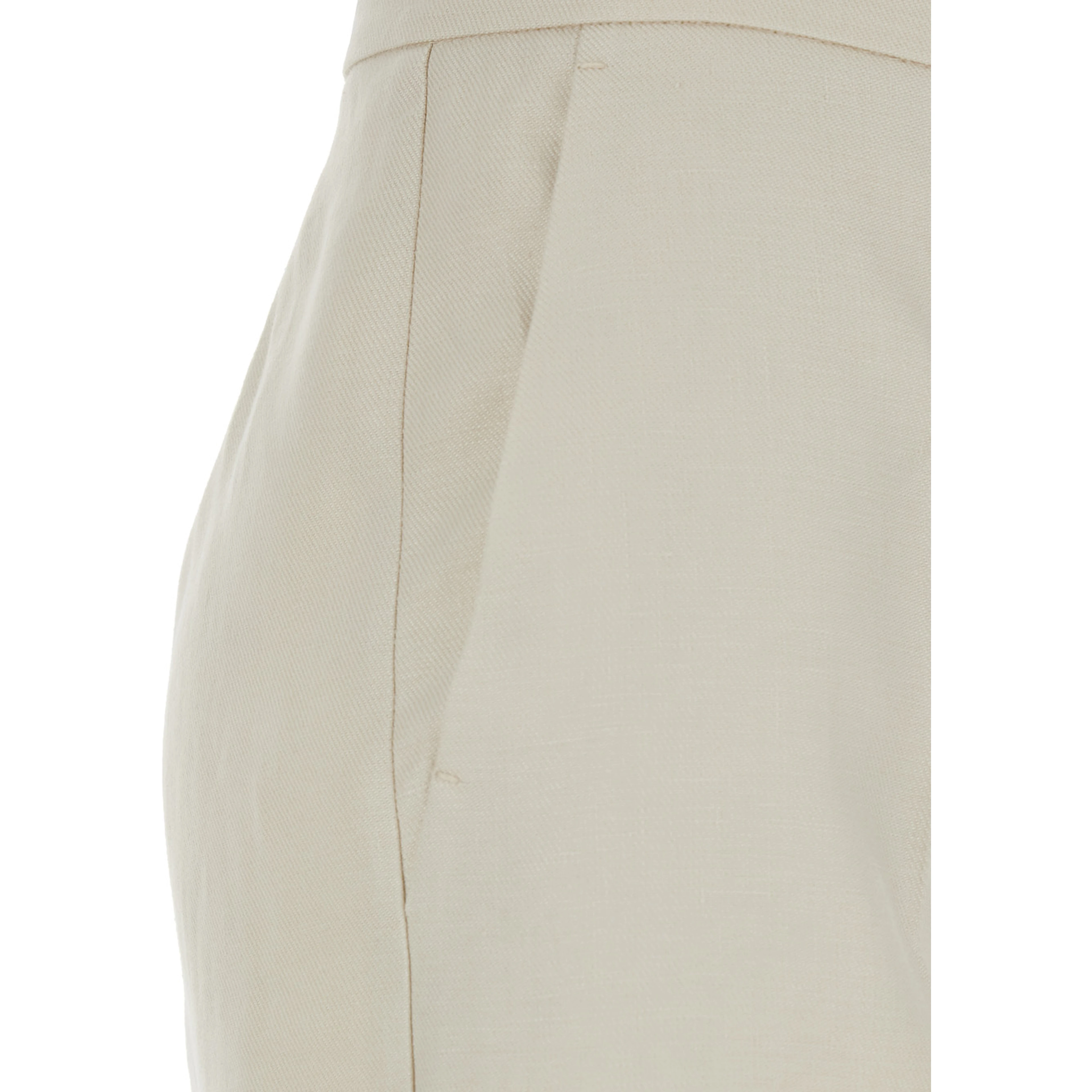 Beige High-Waisted Linen Pants for Women