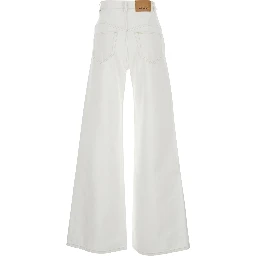 Lemony White Jeans with Logo Patch on the Rear  in Denim Woman