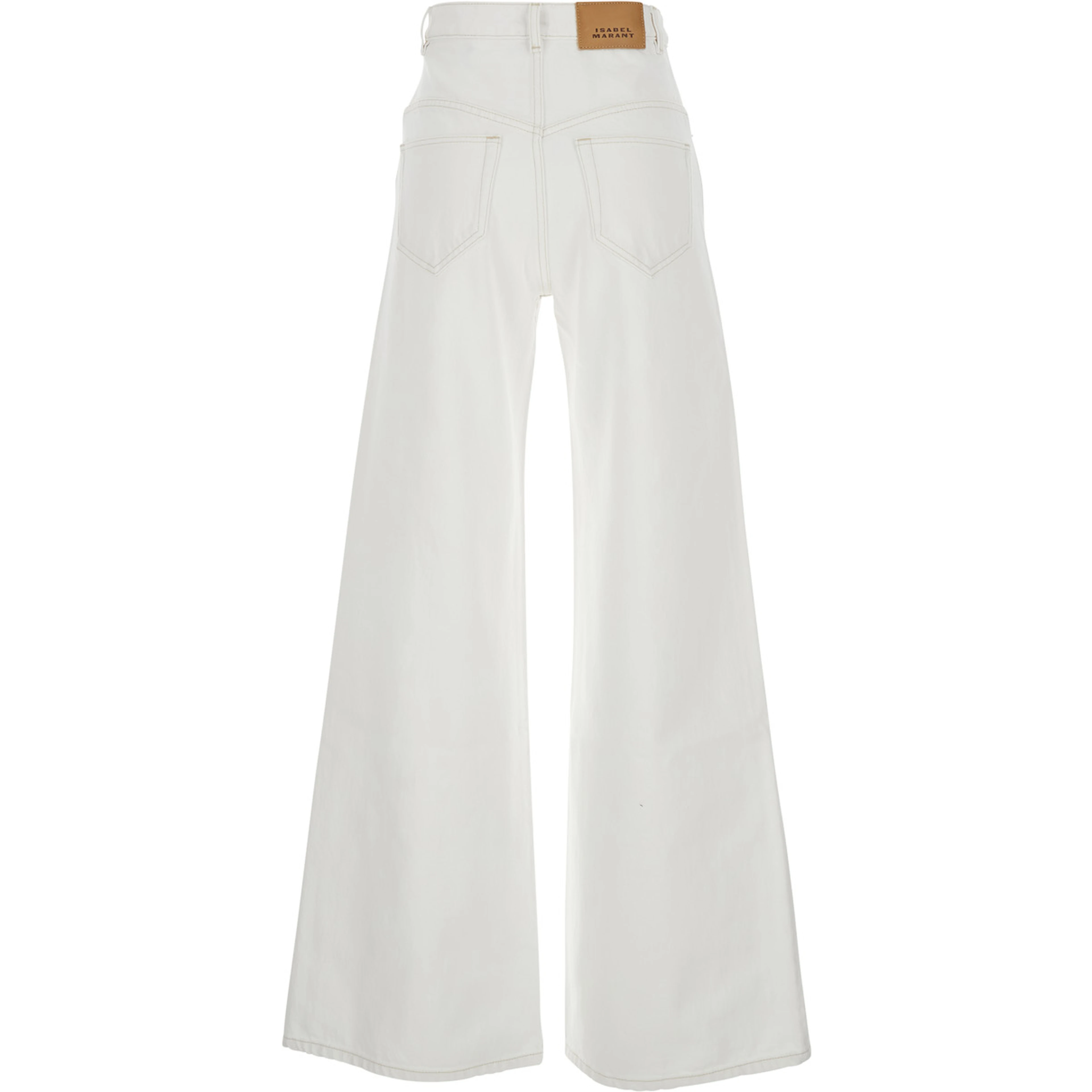 Lemony White Jeans with Logo Patch on the Rear  in Denim Woman