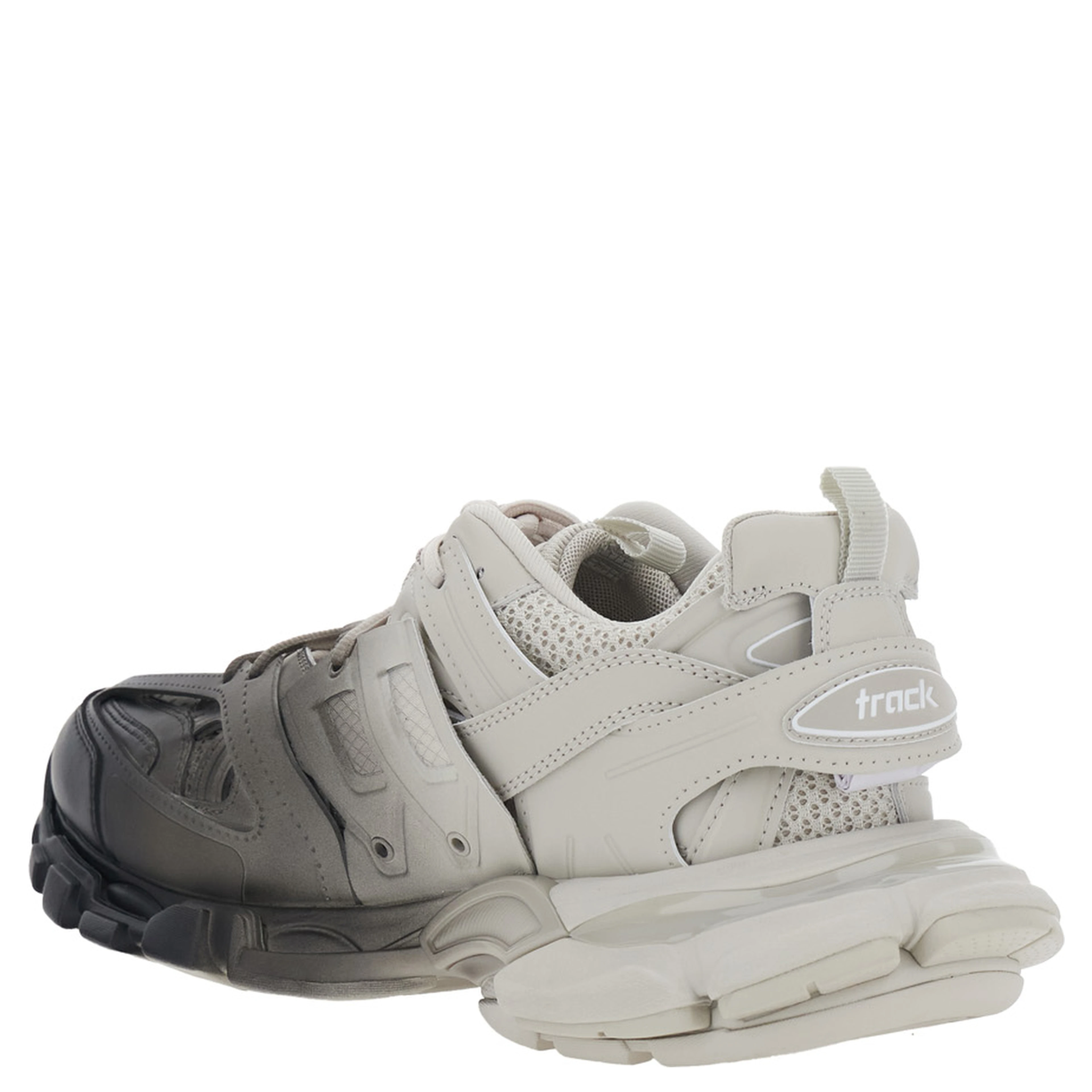 Track Black and White Low Top Sneakers with logo lettering on the tongue in Tech Fabric for Men