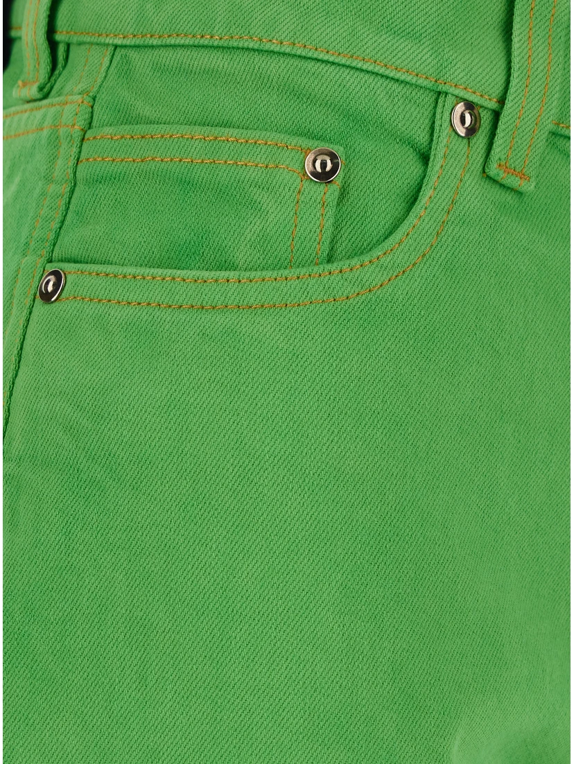 Capri Green Five-Pocket Jeans with Medusa Patch on the Back In cotton for Women