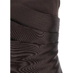 Alia Brown Long Dress with Straight Neckline and Flared Design in Tech Fabric Women