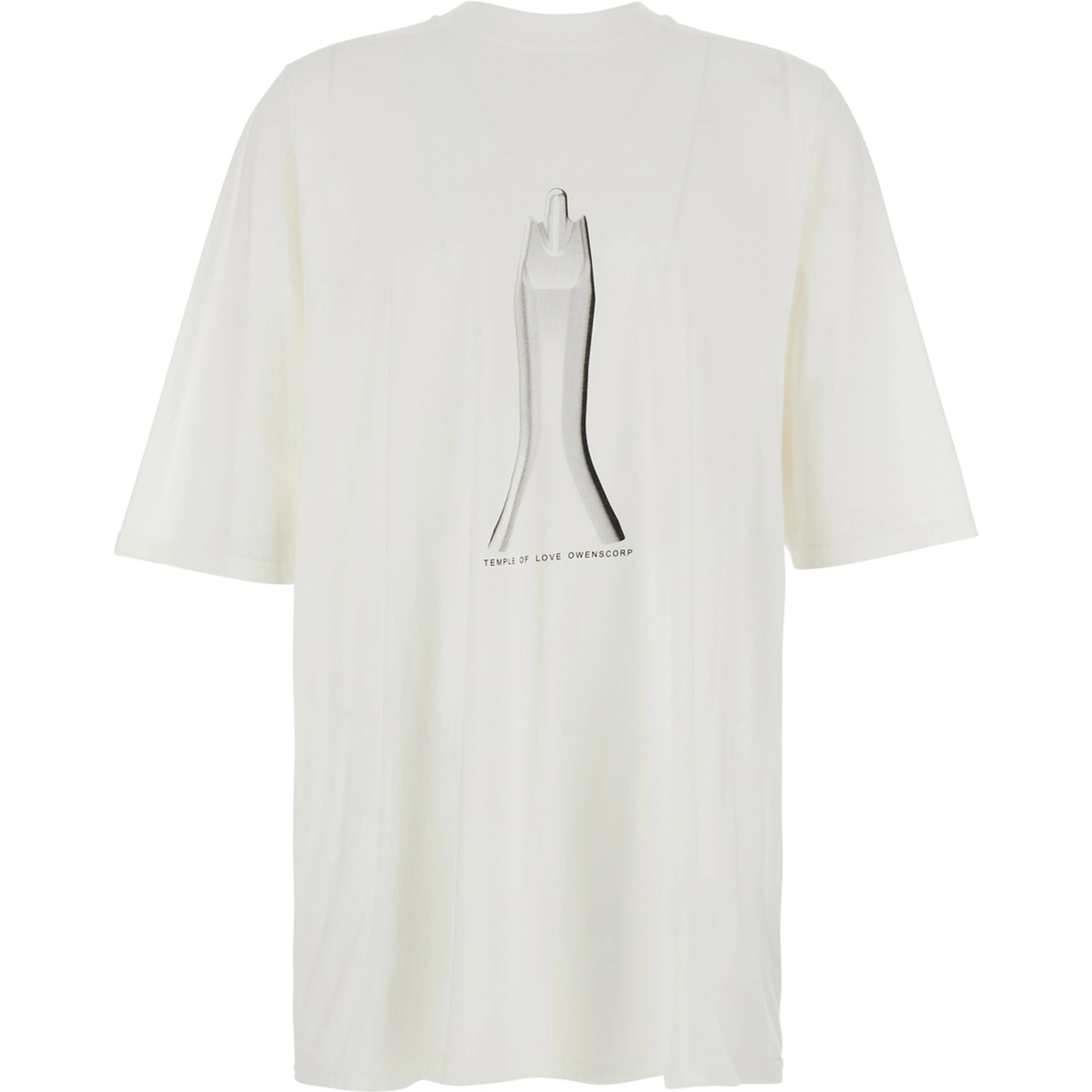 White Crew neck T-shirt with maxi print on the front in cotton for men