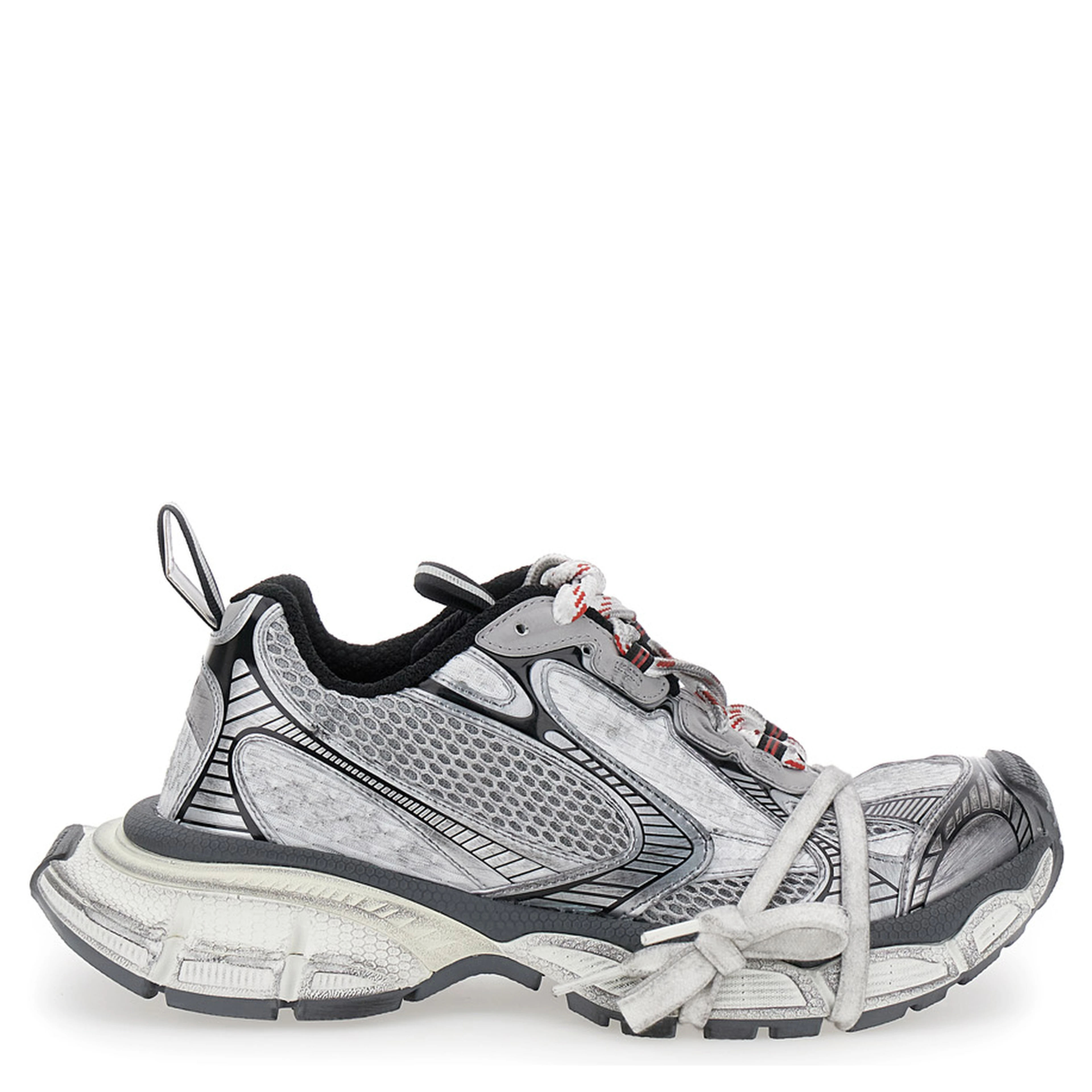 3XL Grey Low Top Sneakers with Logo Detail in Tech Fabric Woman
