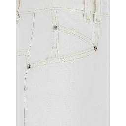 Lemony White Jeans with Logo Patch on the Rear  in Denim Woman