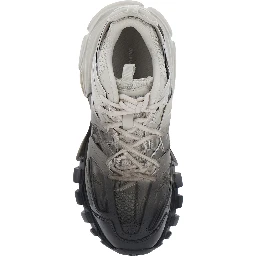 Track Black and White Low Top Sneakers with logo lettering on the tongue in Tech Fabric for Men