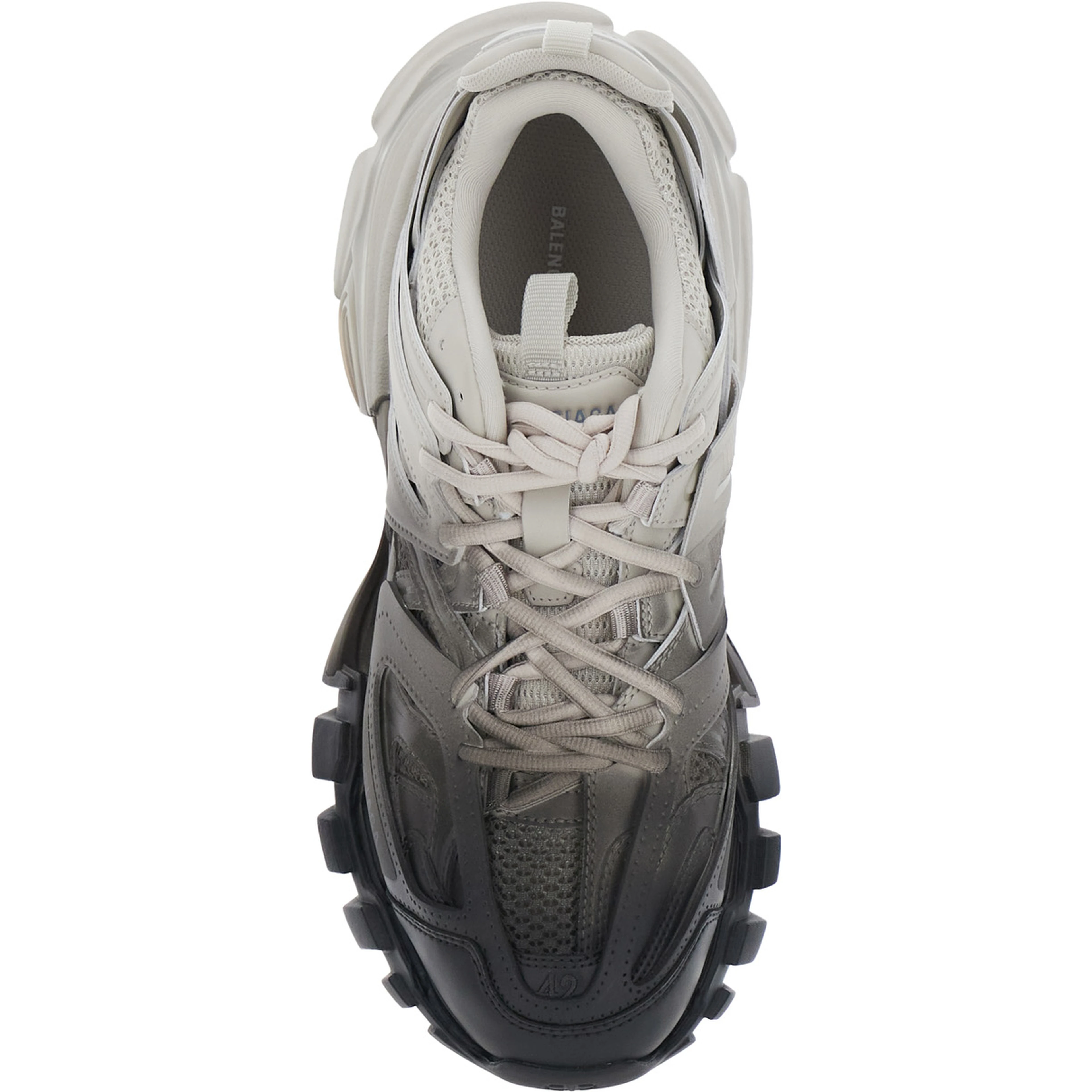 Track Black and White Low Top Sneakers with logo lettering on the tongue in Tech Fabric for Men