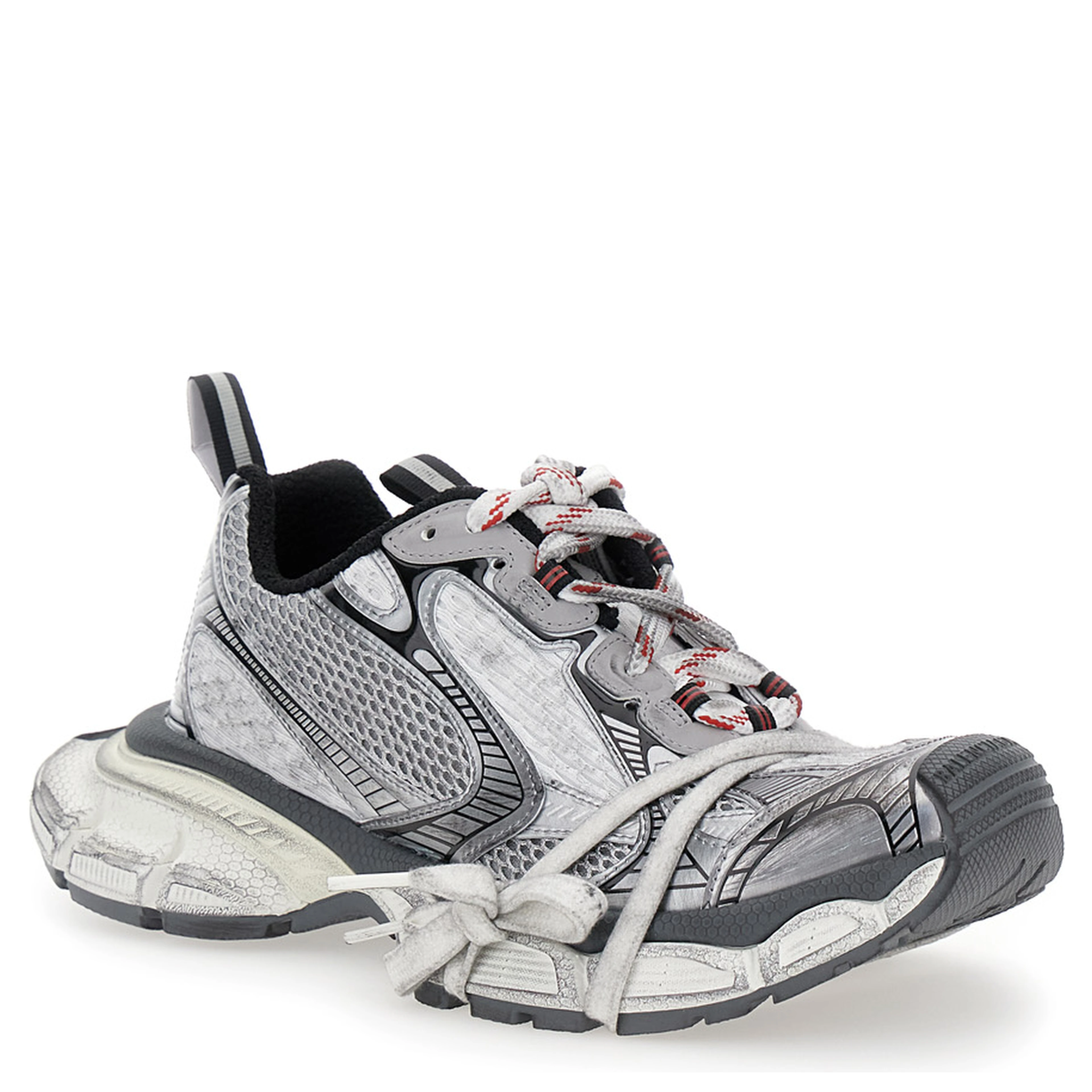 3XL Grey Low Top Sneakers with Logo Detail in Tech Fabric Woman