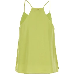 Green Top with V-Neck in Viscose for Women