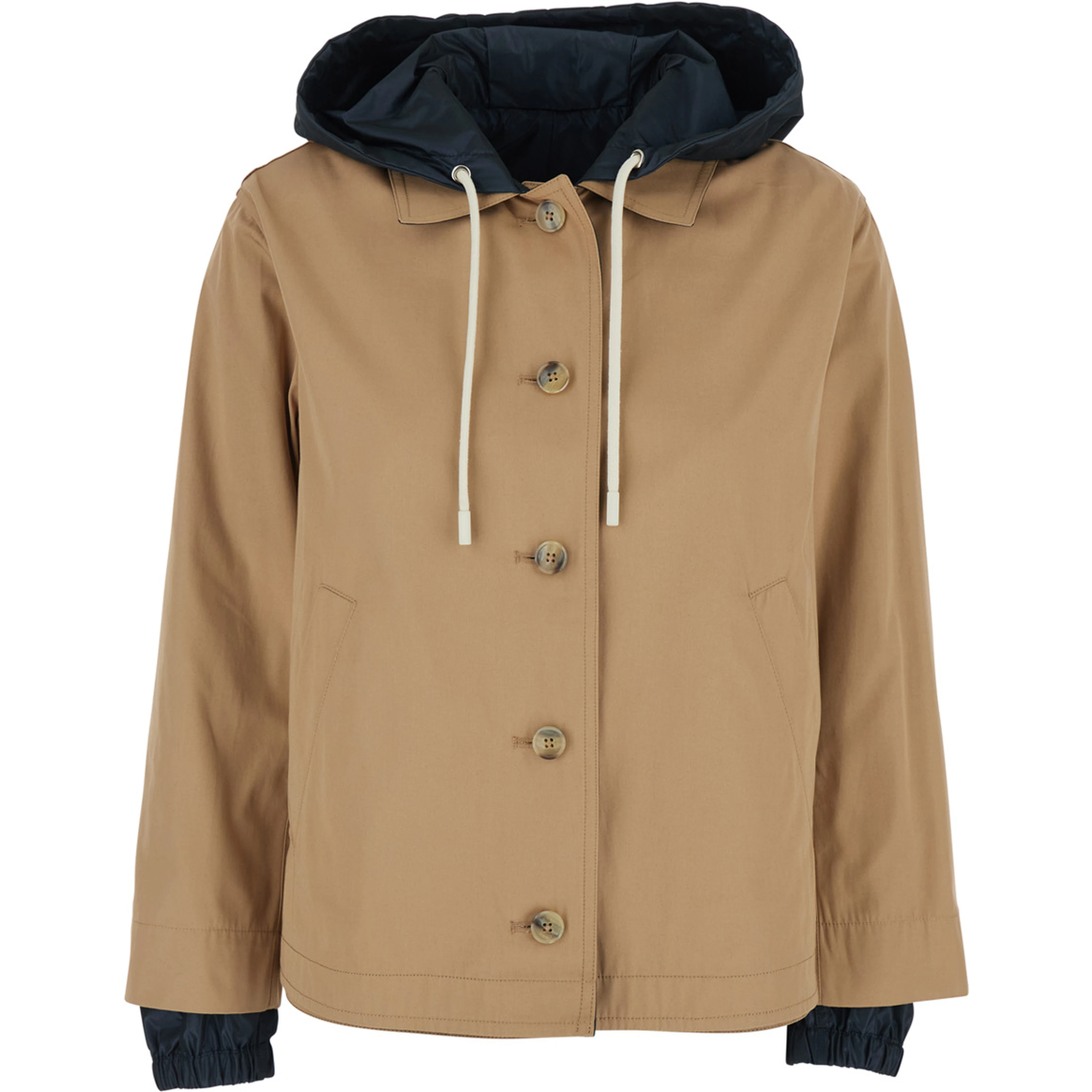 Reversible Brown Cotton Jacket with Hood for Women
