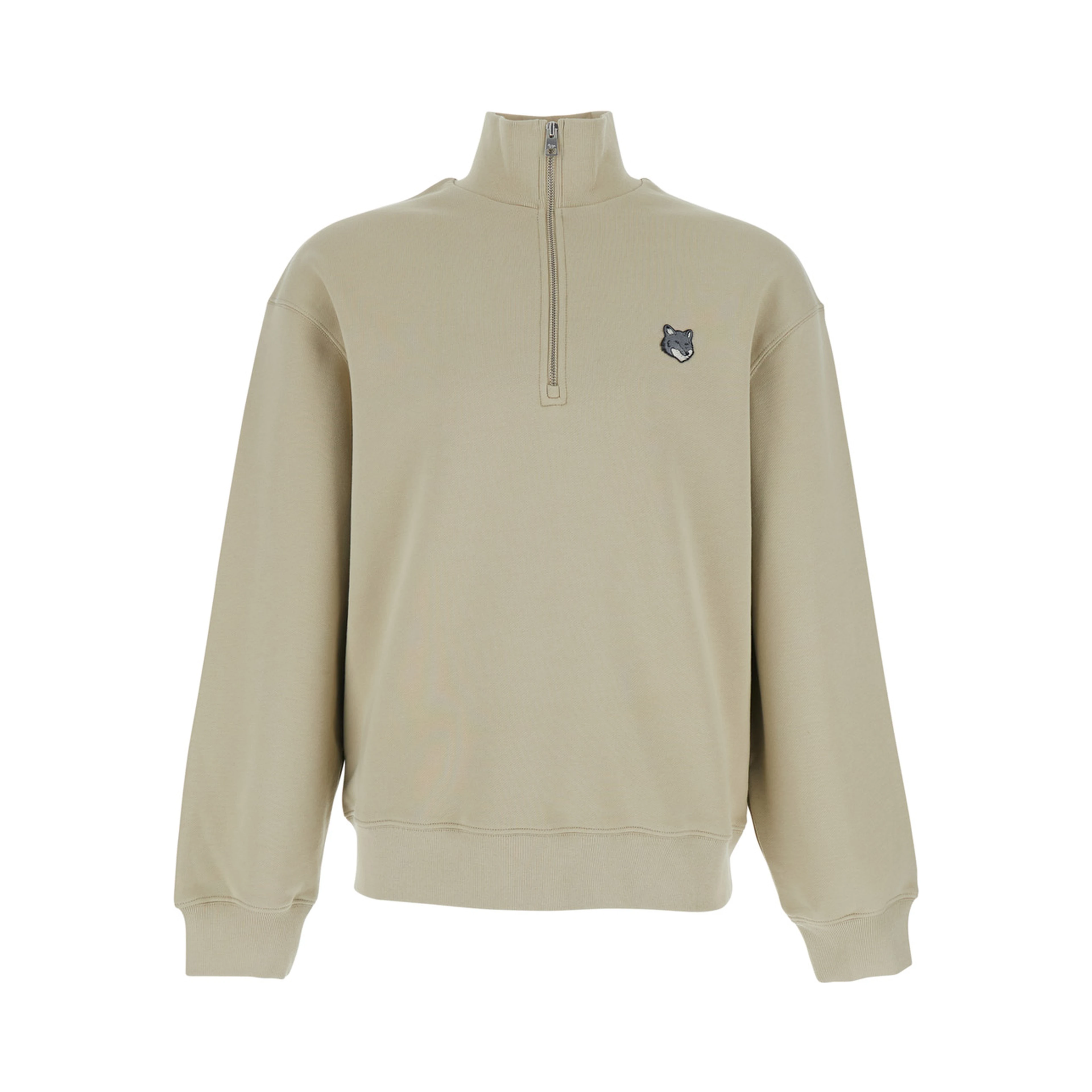 Green High Neck Sweatshirt with Logo Patch for Men