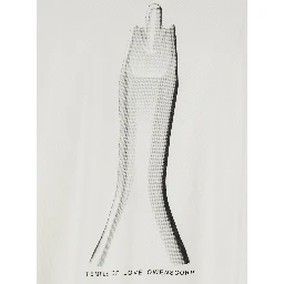 White Crew neck T-shirt with maxi print on the front in cotton for men