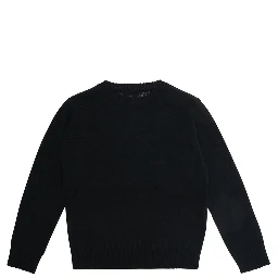 Black Crewneck sweater with logo embroidery on the front in wool blend boy