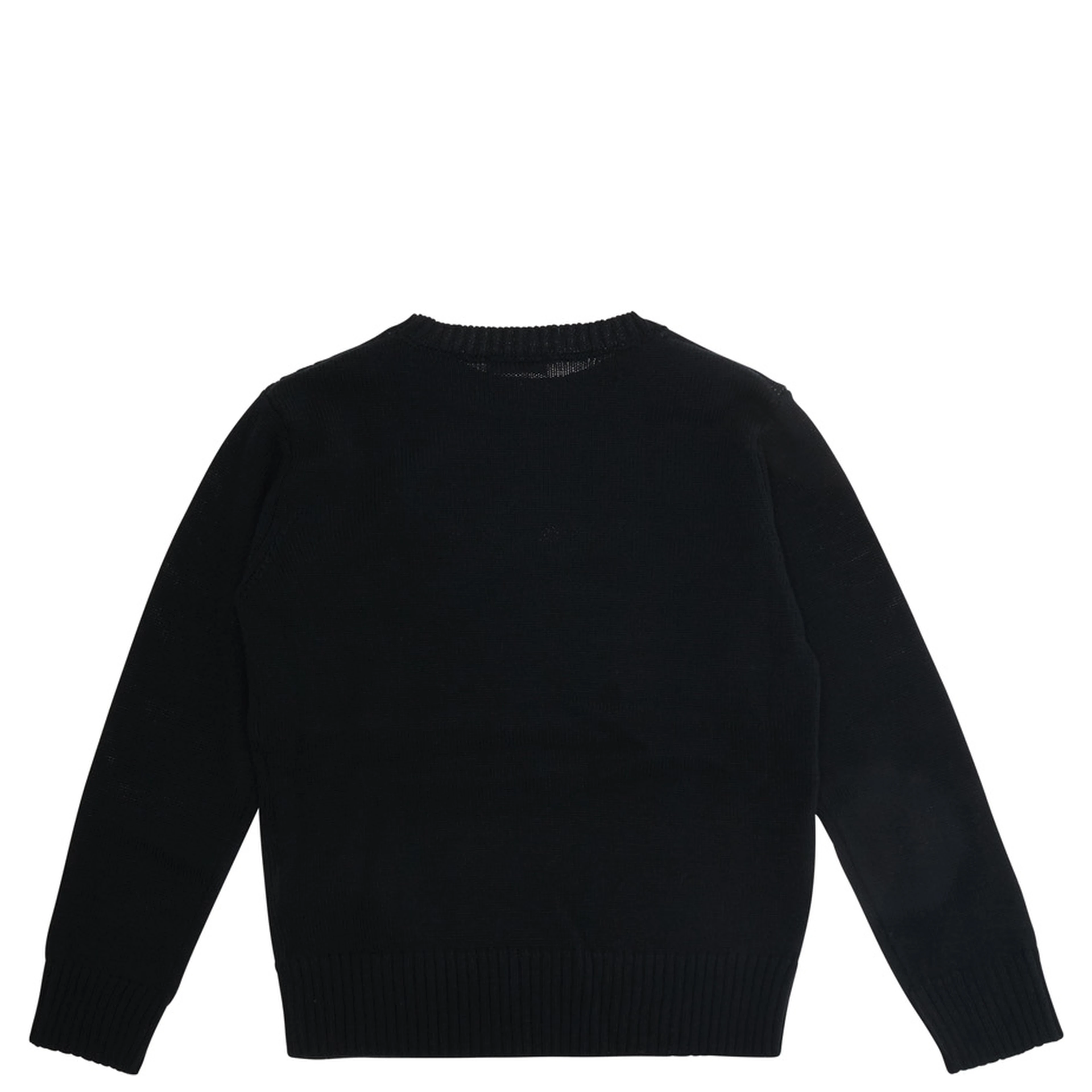 Black Crewneck sweater with logo embroidery on the front in wool blend boy
