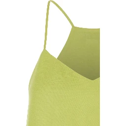 Green Top with V-Neck in Viscose for Women
