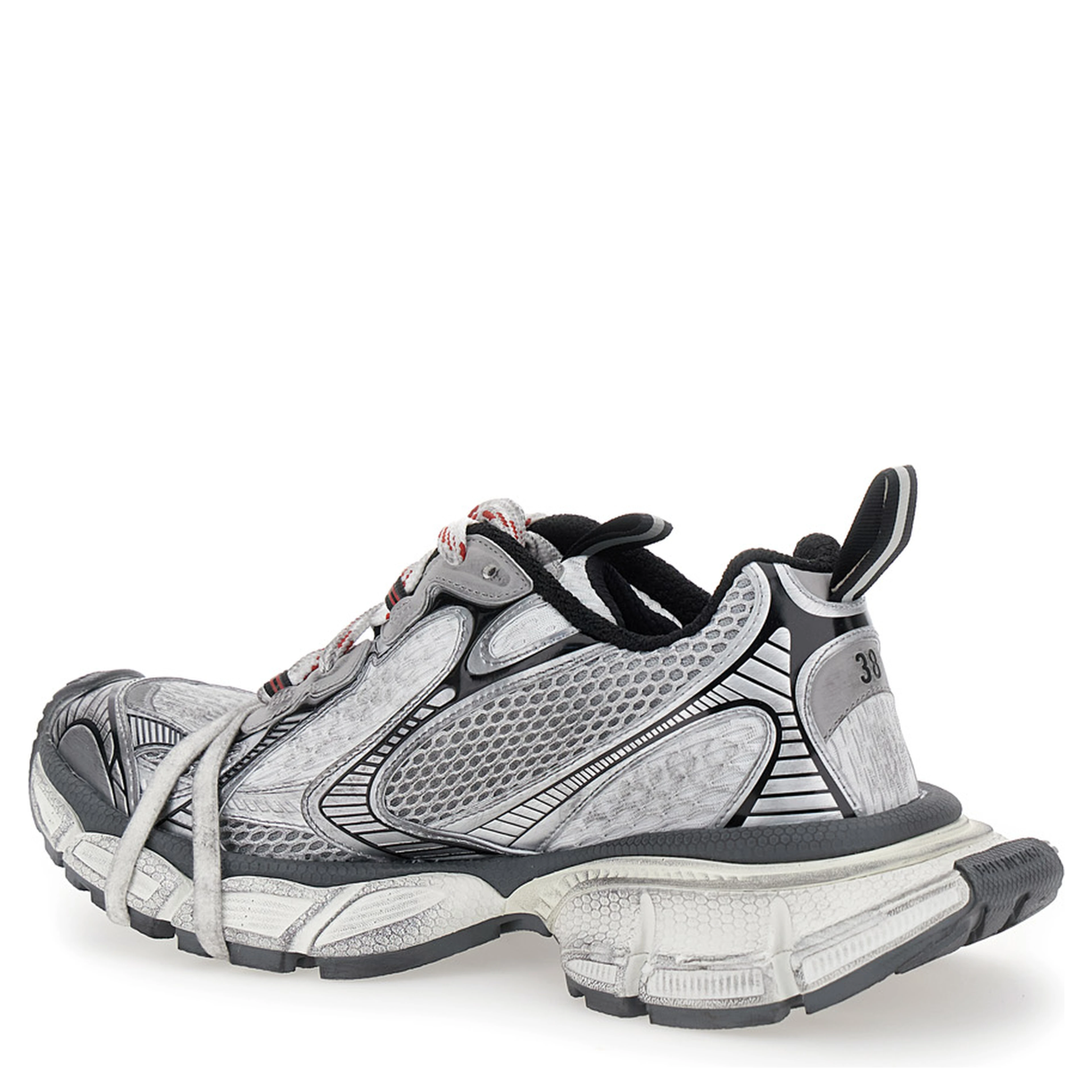 3XL Grey Low Top Sneakers with Logo Detail in Tech Fabric Woman