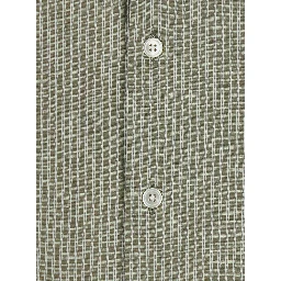 Green Shirt with classic collar and all-over striped pattern in cotton for men