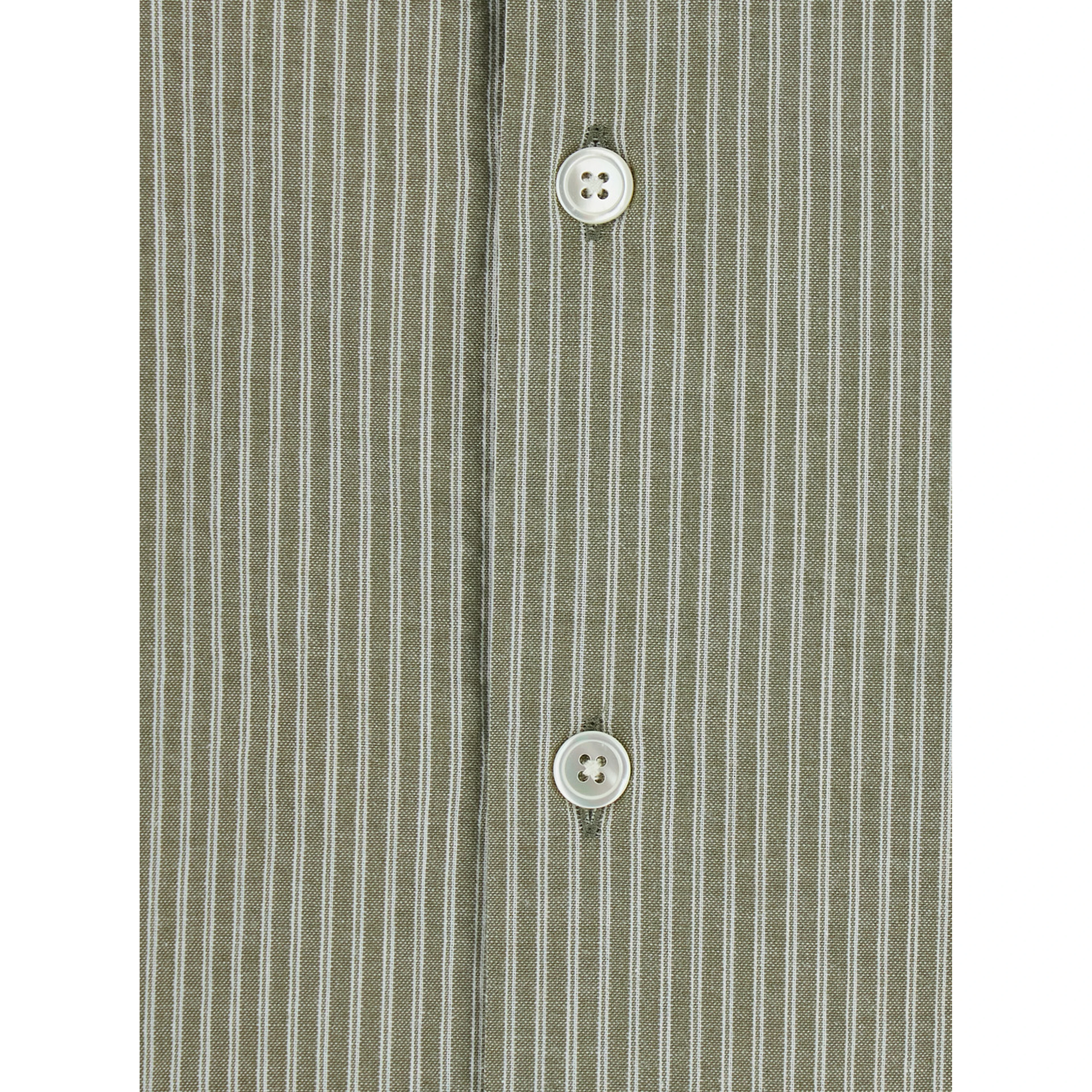Green Shirt with classic collar and all-over striped pattern in cotton for men