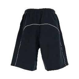 ACTIVE TRACE RELAXED SHORT ESSENTIALS - Black - Bermuda with side pockets and elasticated waist - In Cotton and Polyester Blend - Men