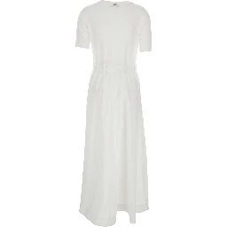 Long Dress with Bow on the Front in White Tech Fabric for Women