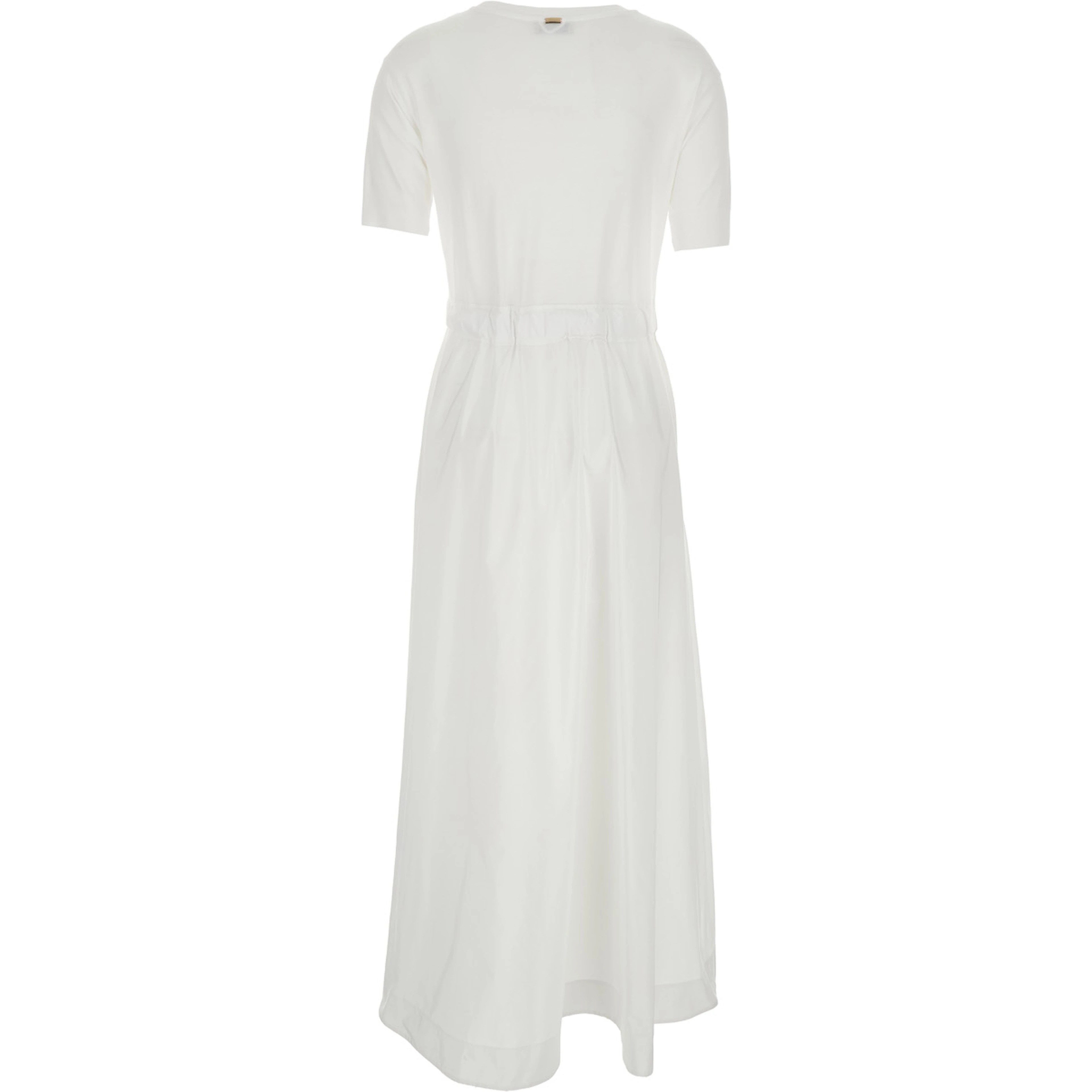 Long Dress with Bow on the Front in White Tech Fabric for Women