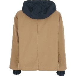 Reversible Brown Cotton Jacket with Hood for Women