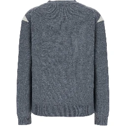 V-NECK ARGYLE CARDIGAN with diamond motif in Gray Wool Men