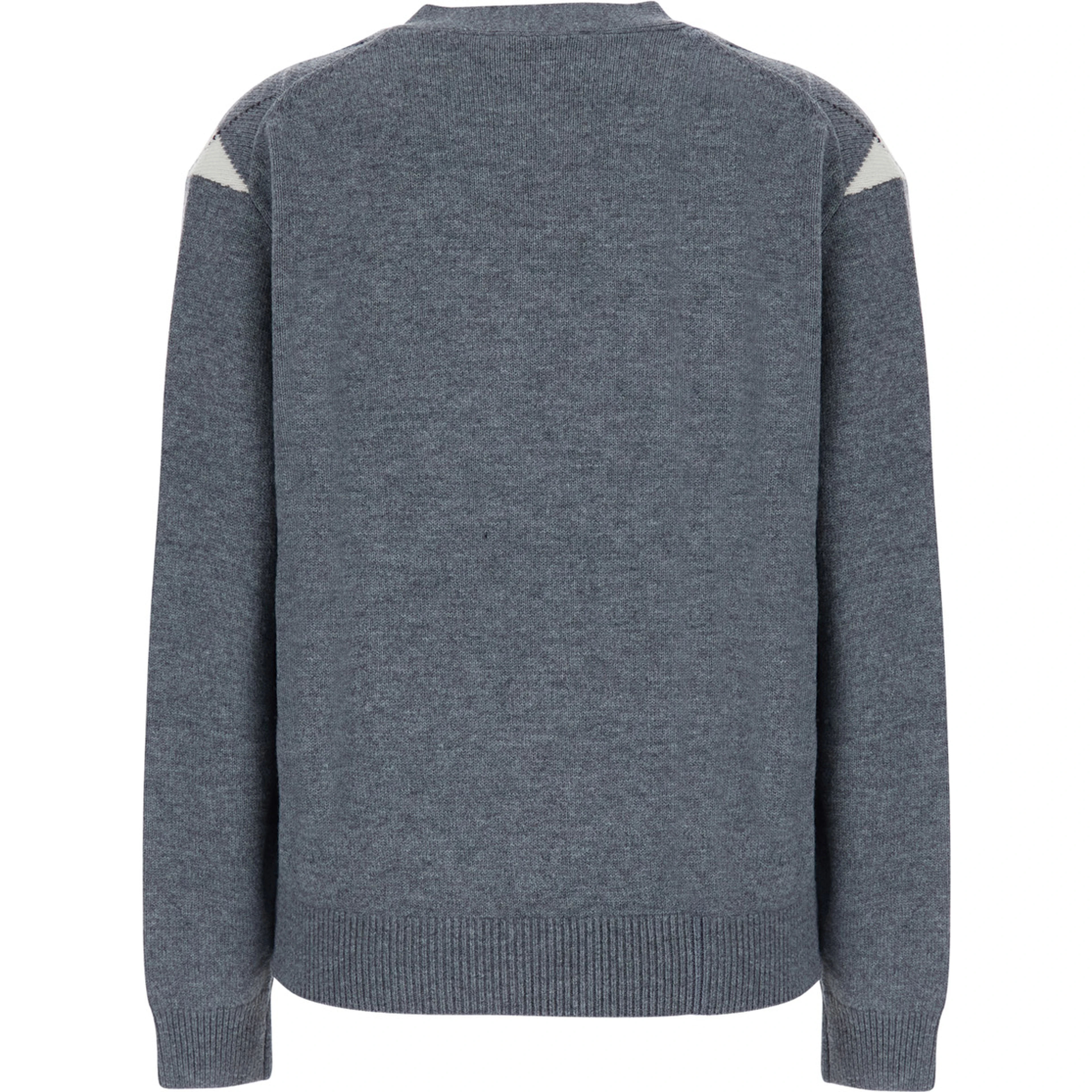 V-NECK ARGYLE CARDIGAN with diamond motif in Gray Wool Men