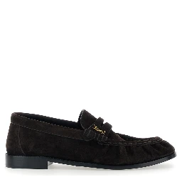Le Loafer Brown Loafers with Hand-Stitched Toe and Cassandre Plaque in Suede for Women