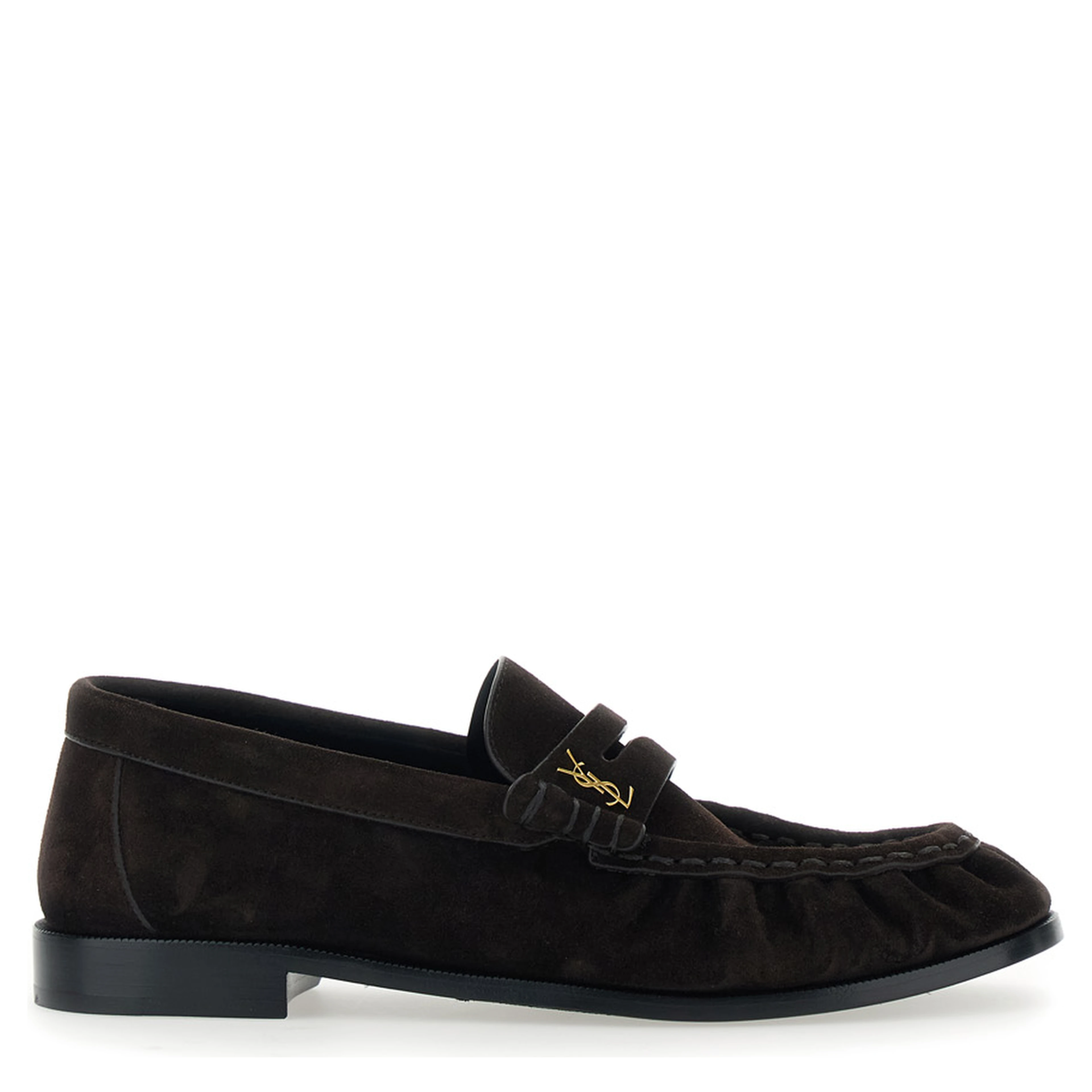 Le Loafer Brown Loafers with Hand-Stitched Toe and Cassandre Plaque in Suede for Women