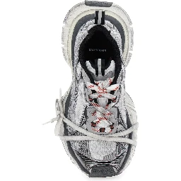 3XL Grey Low Top Sneakers with Logo Detail in Tech Fabric Woman