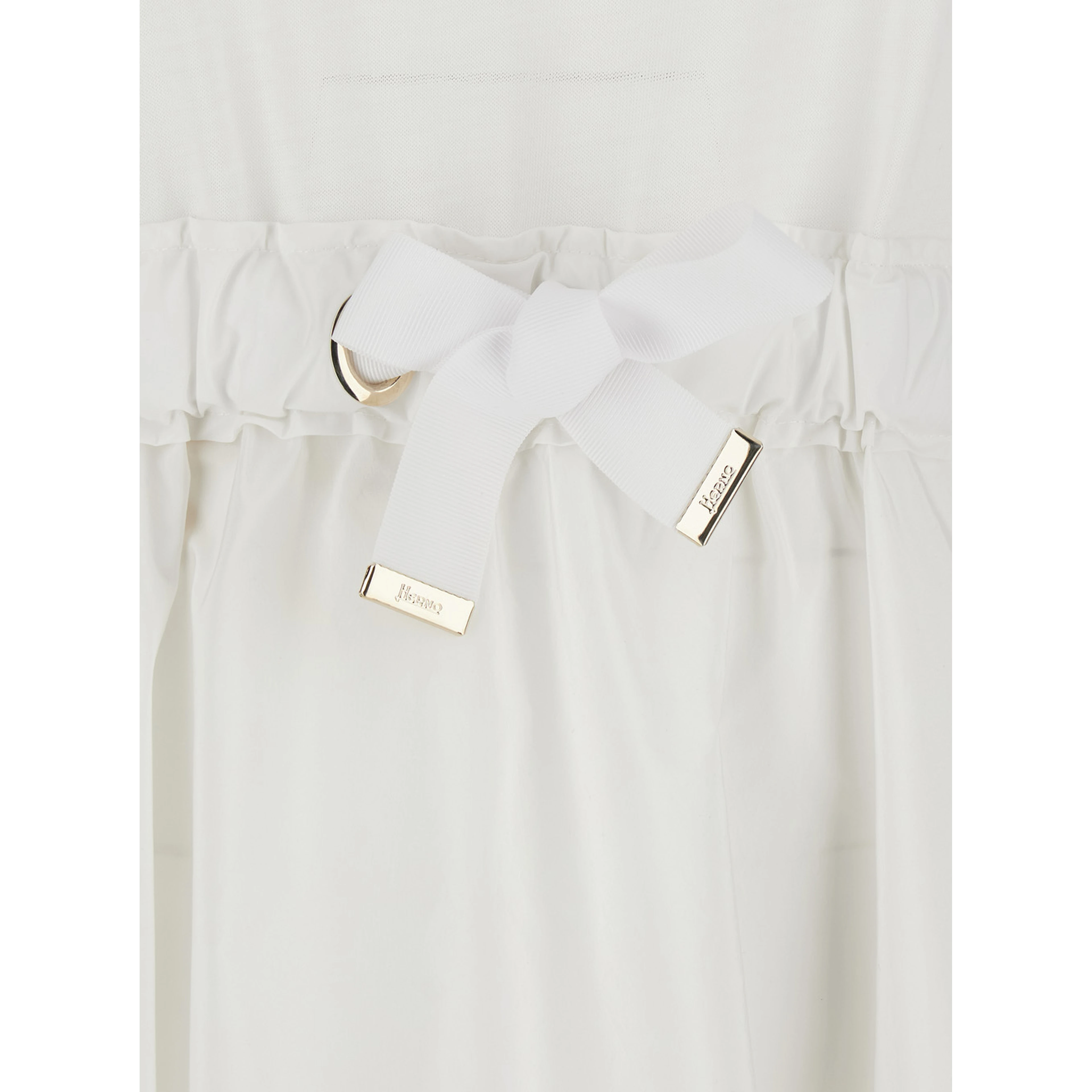 Long Dress with Bow on the Front in White Tech Fabric for Women