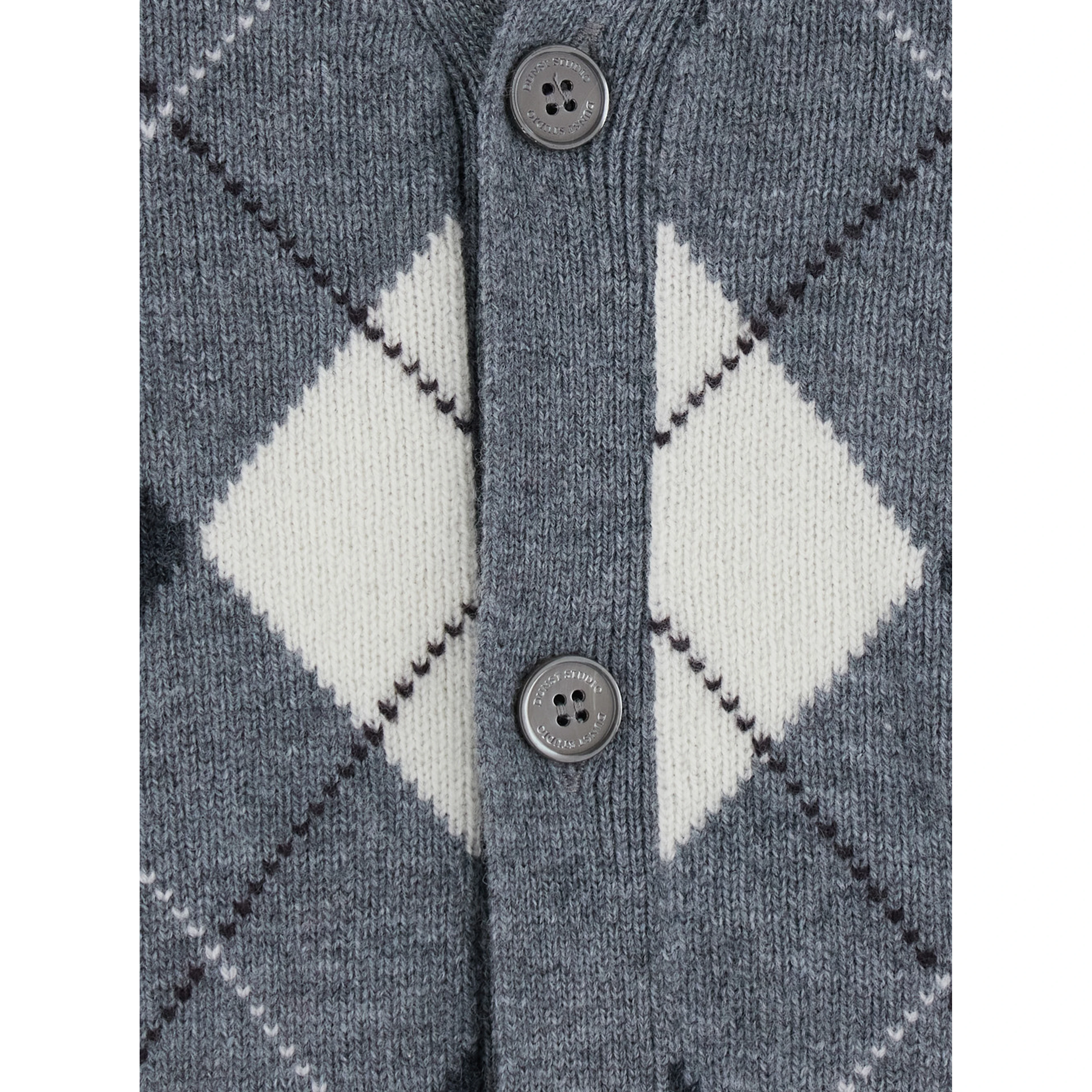 V-NECK ARGYLE CARDIGAN with diamond motif in Gray Wool Men