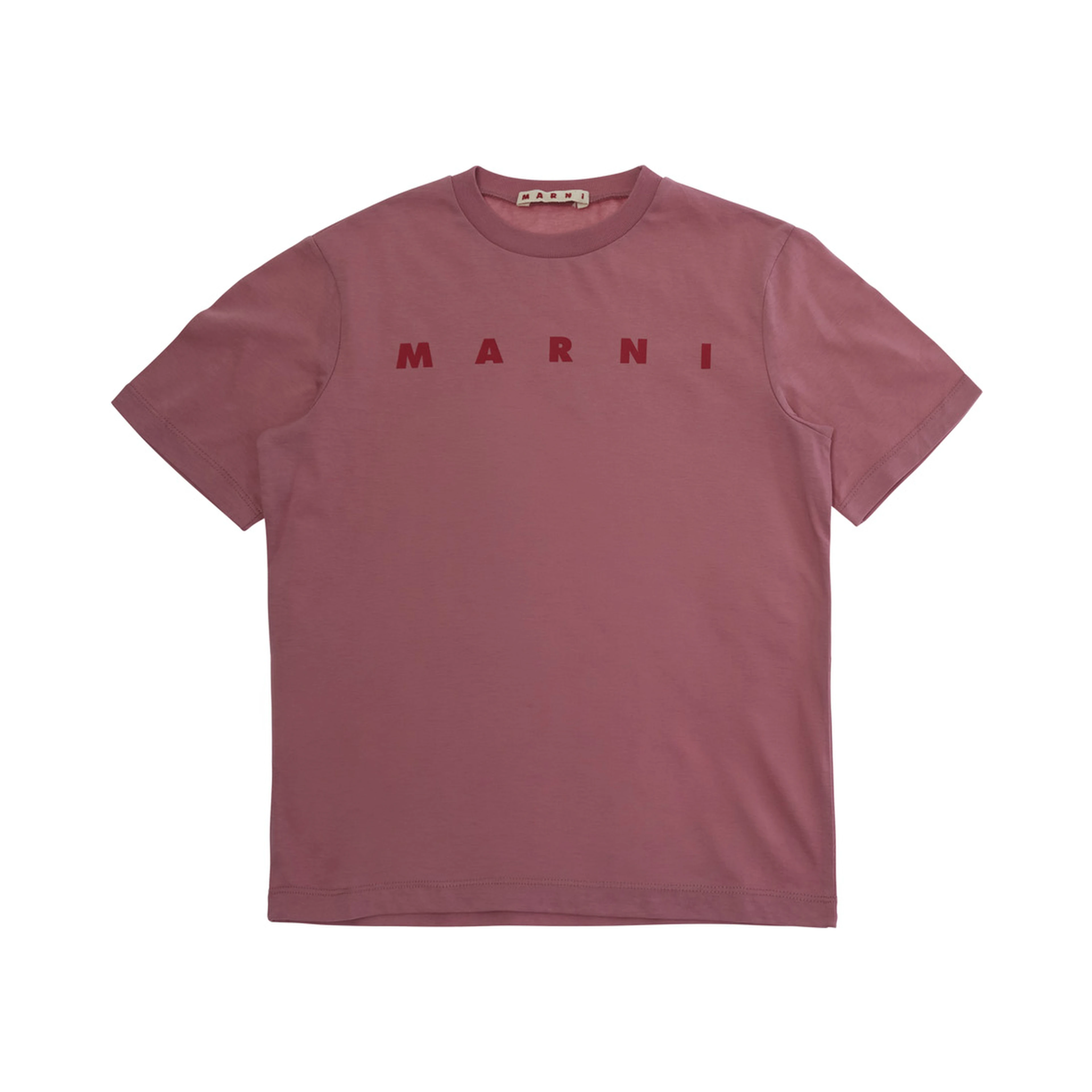 Pink Crew Neck T-Shirt with Logo lettering in cotton Girl