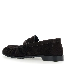 Le Loafer Brown Loafers with Hand-Stitched Toe and Cassandre Plaque in Suede for Women