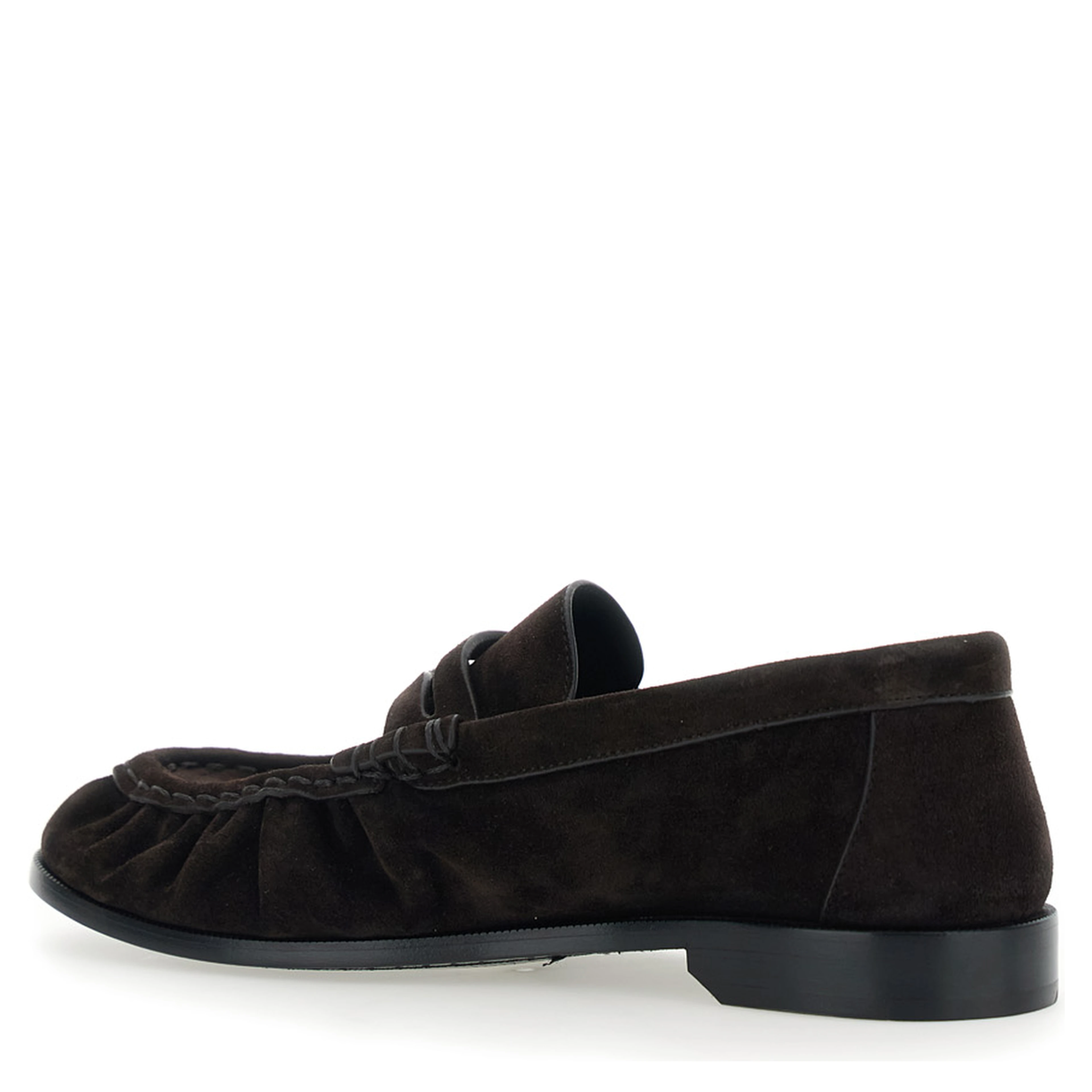 Le Loafer Brown Loafers with Hand-Stitched Toe and Cassandre Plaque in Suede for Women