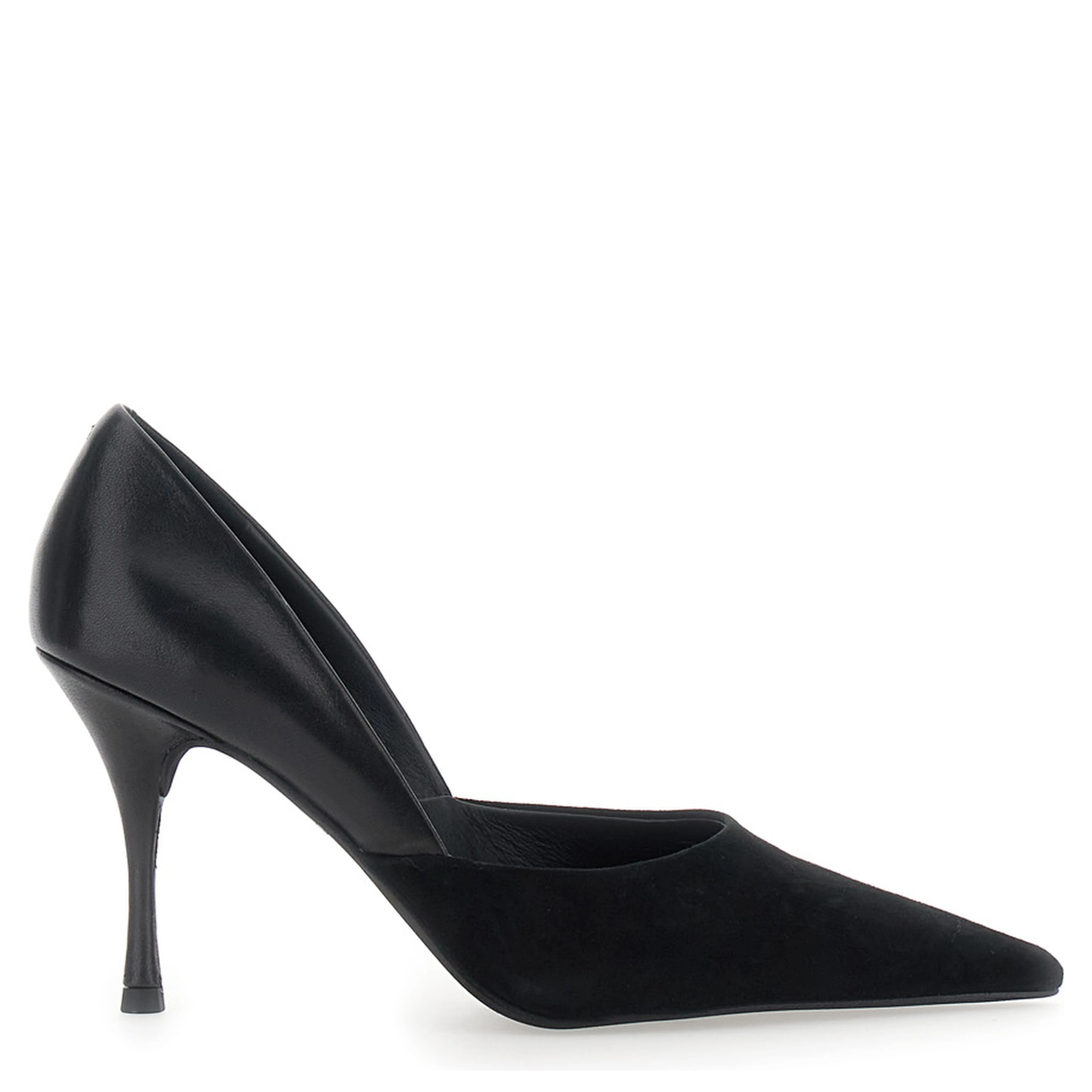 Black pumps with high stiletto heel in suede for women