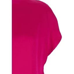 Diria Pink Midi Dress  with V-Neck on the Back and Short Sleeves in Silk for Women