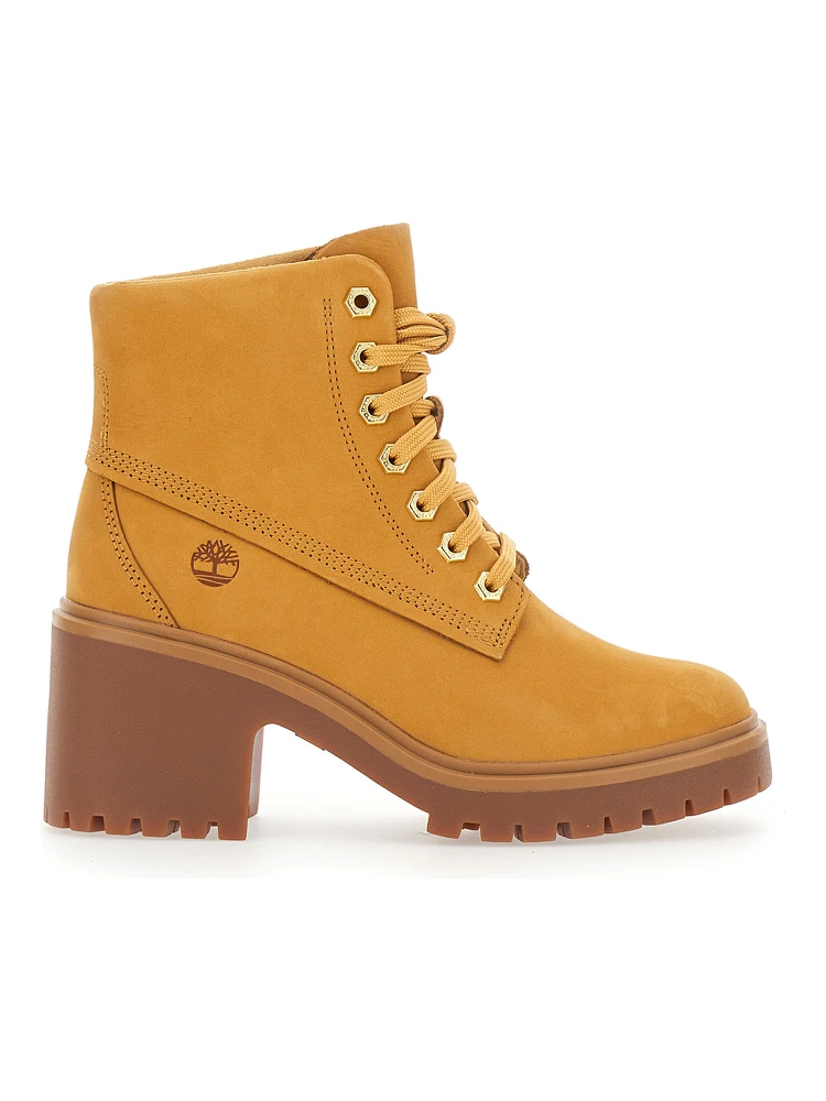 Stone Heights Yellow Ankle Boots with laces on the front and square heel in leather for women