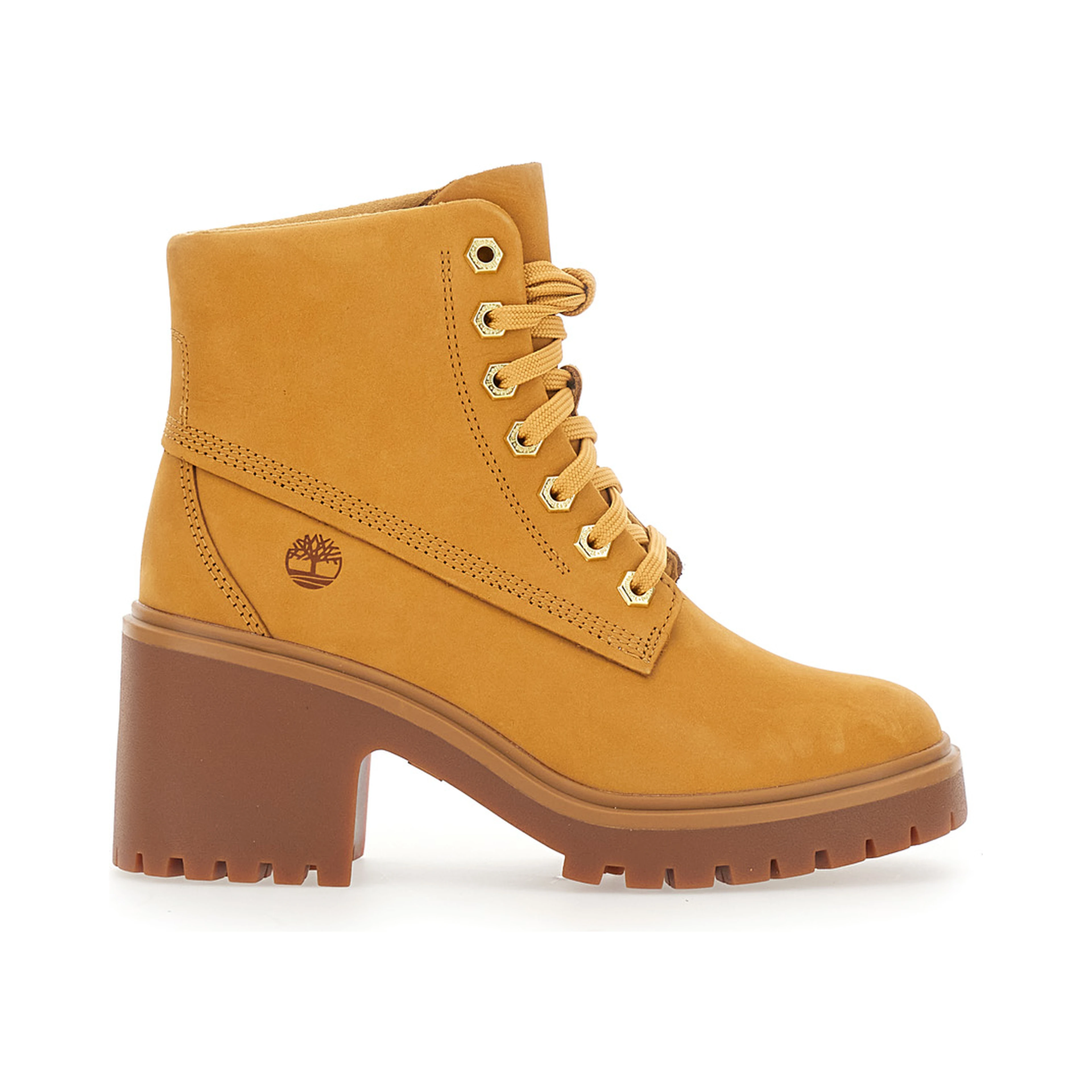 Stone Heights Yellow Ankle Boots with laces on the front and square heel in leather for women