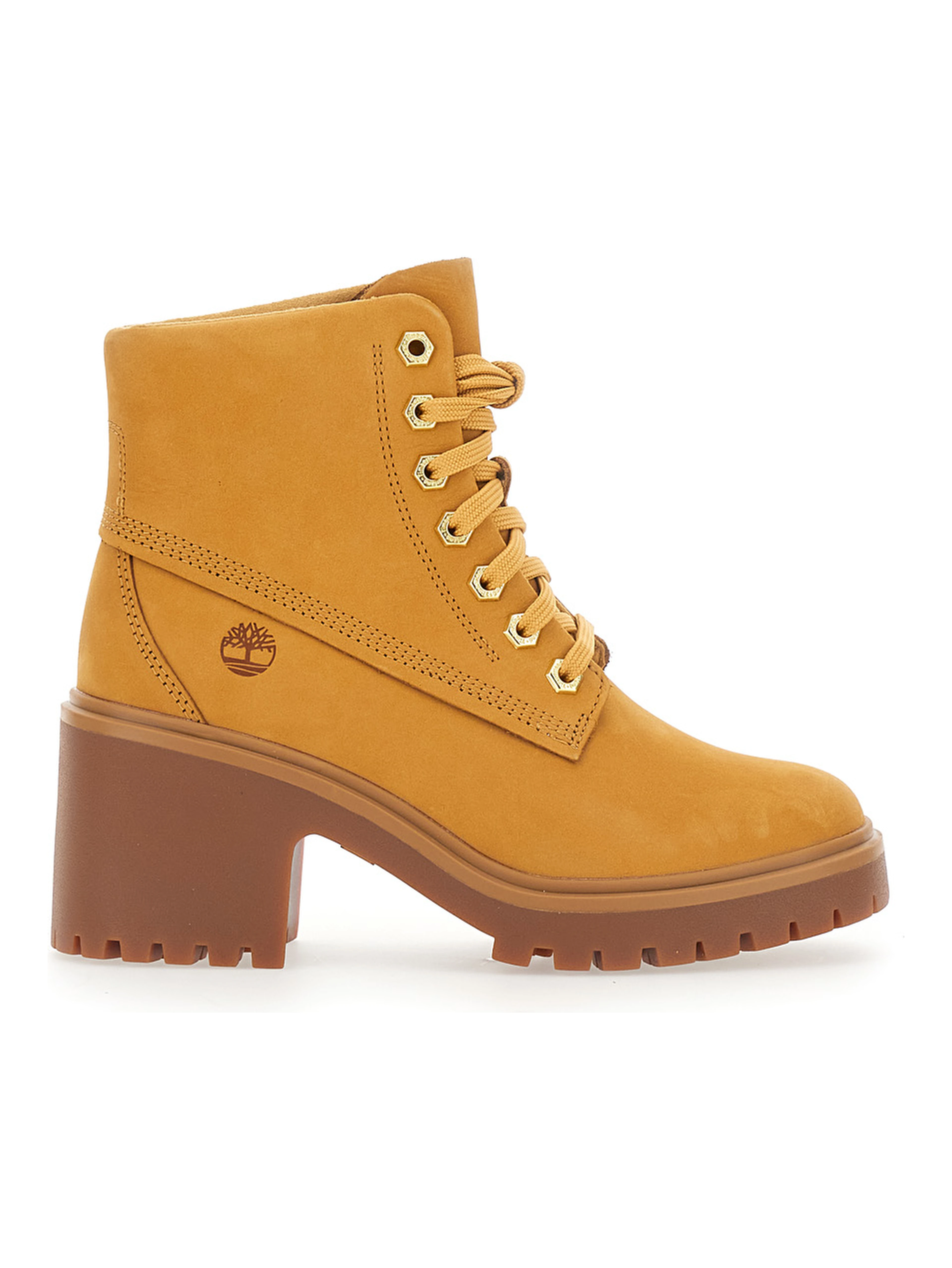 Stone Heights Yellow Ankle Boots with laces on the front and square heel in leather for women