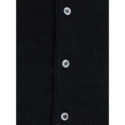 OLLARED KNIT CARDIGAN with V-neck and long sleeves in Nylon, Wool and Cashmere in Black for women