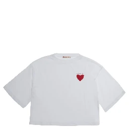 White Crew neck T-shirt with logo on the front in cotton Girl
