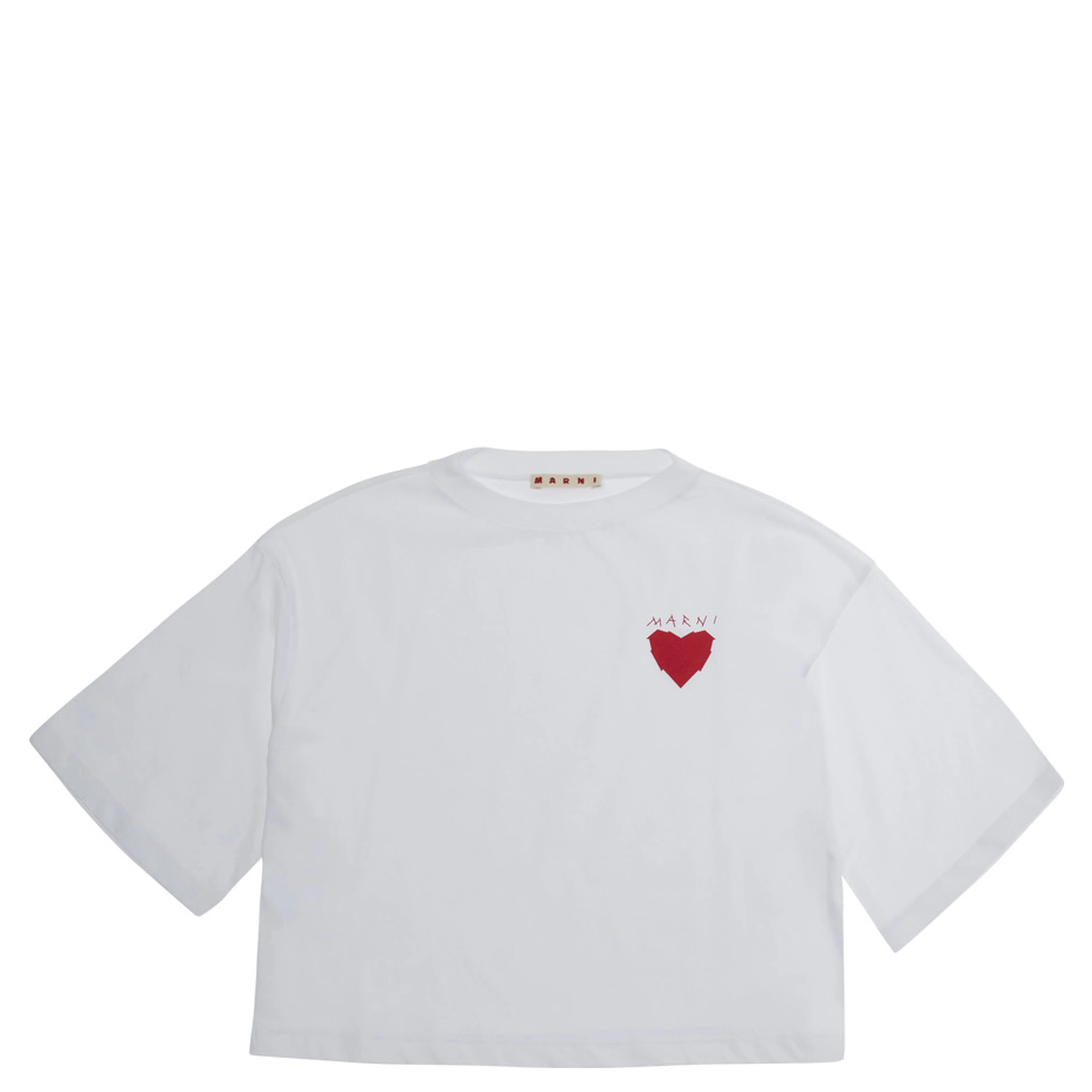 White Crew neck T-shirt with logo on the front in cotton Girl