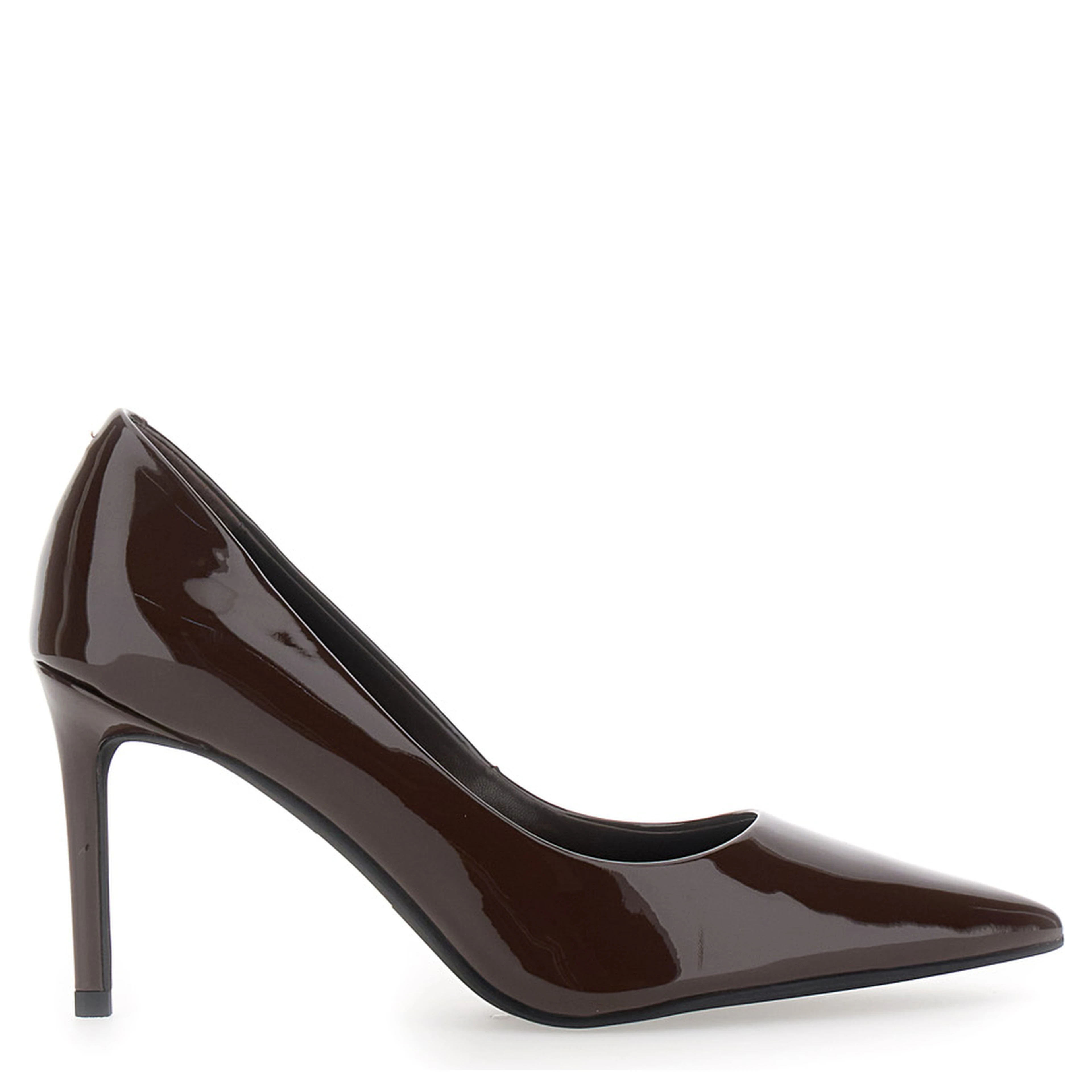 Brown Pumps with High Stiletto Heel in Patent Leather for Women