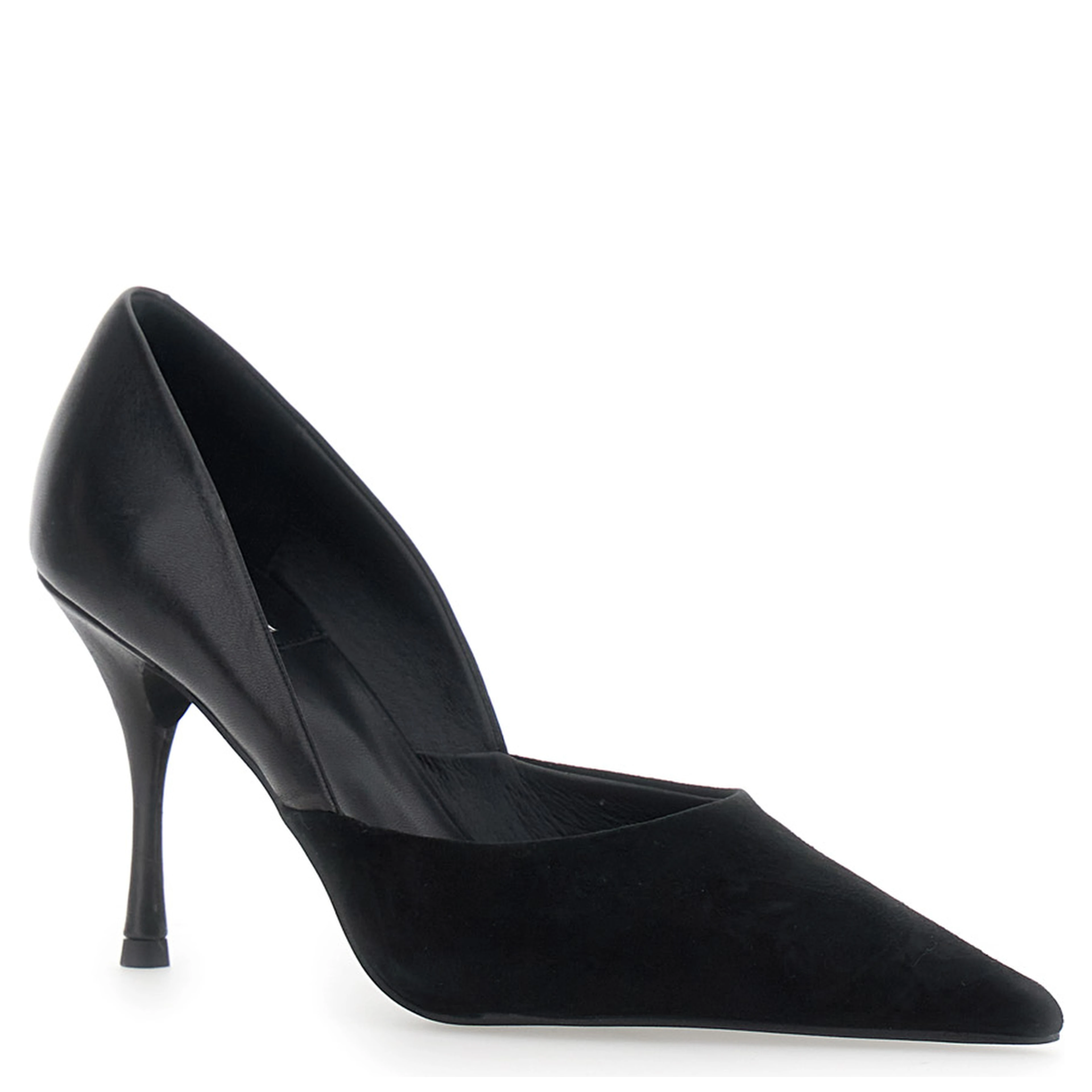 Black pumps with high stiletto heel in suede for women