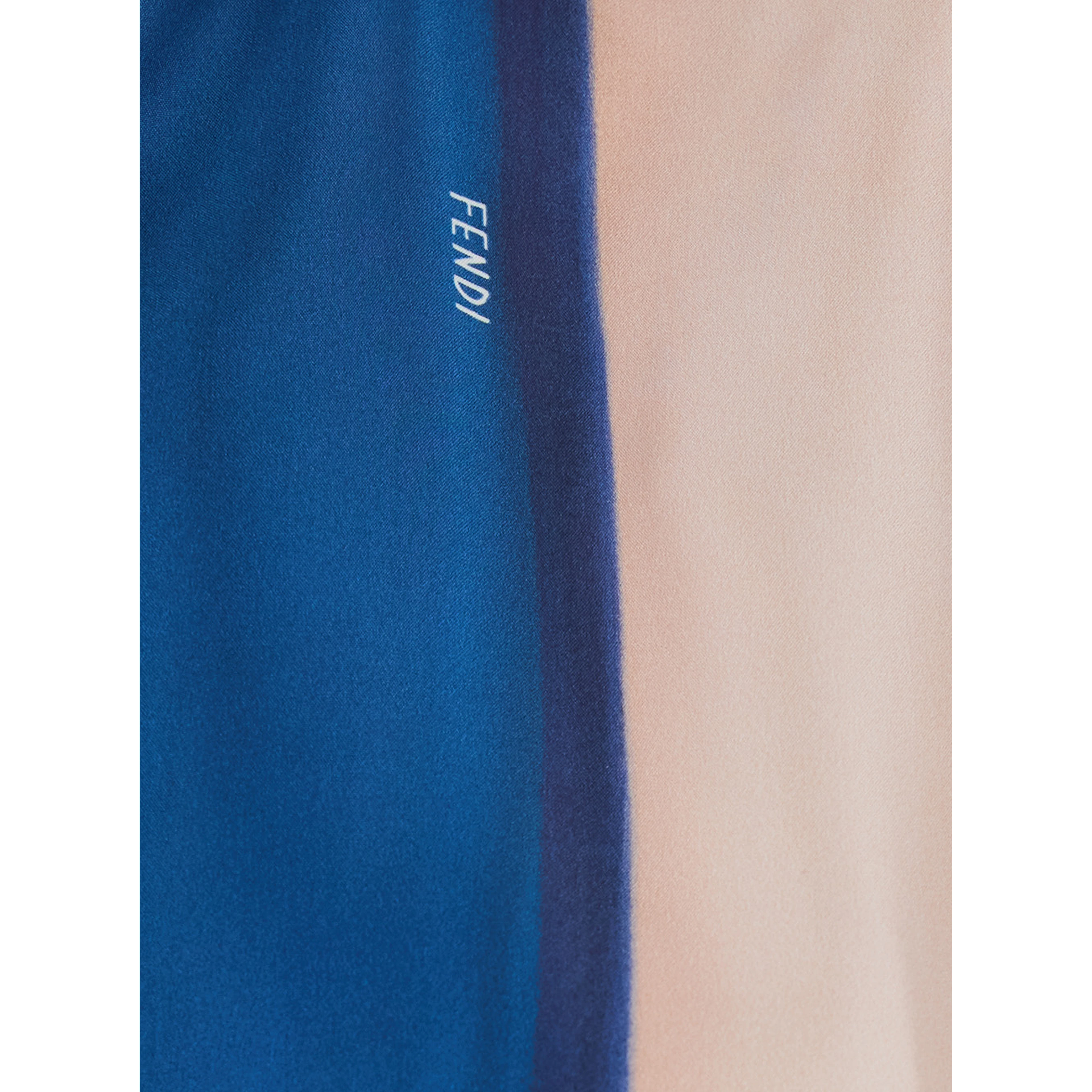 Multicolor Crop Shirt with Logo Embroidery on the Side and All-Over Striped Motif in Silk for Women