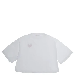 White Crew neck T-shirt with logo on the front in cotton Girl